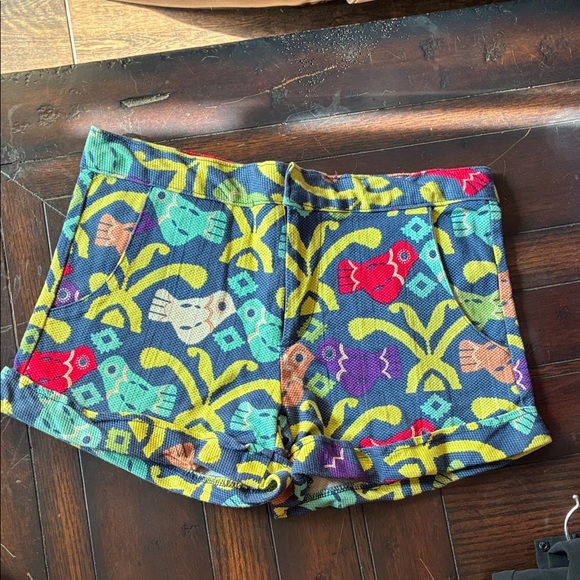 Judith March Pants - Judith March Multicolor Shorts Sz 2 Aztec bird design in neon color on Navy